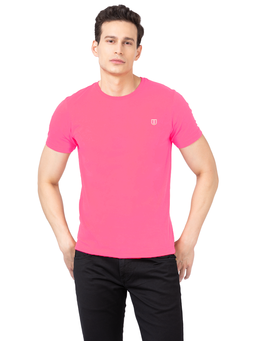 Otto Hot Pink Crew Neck T Shirt Motto Hot Pink