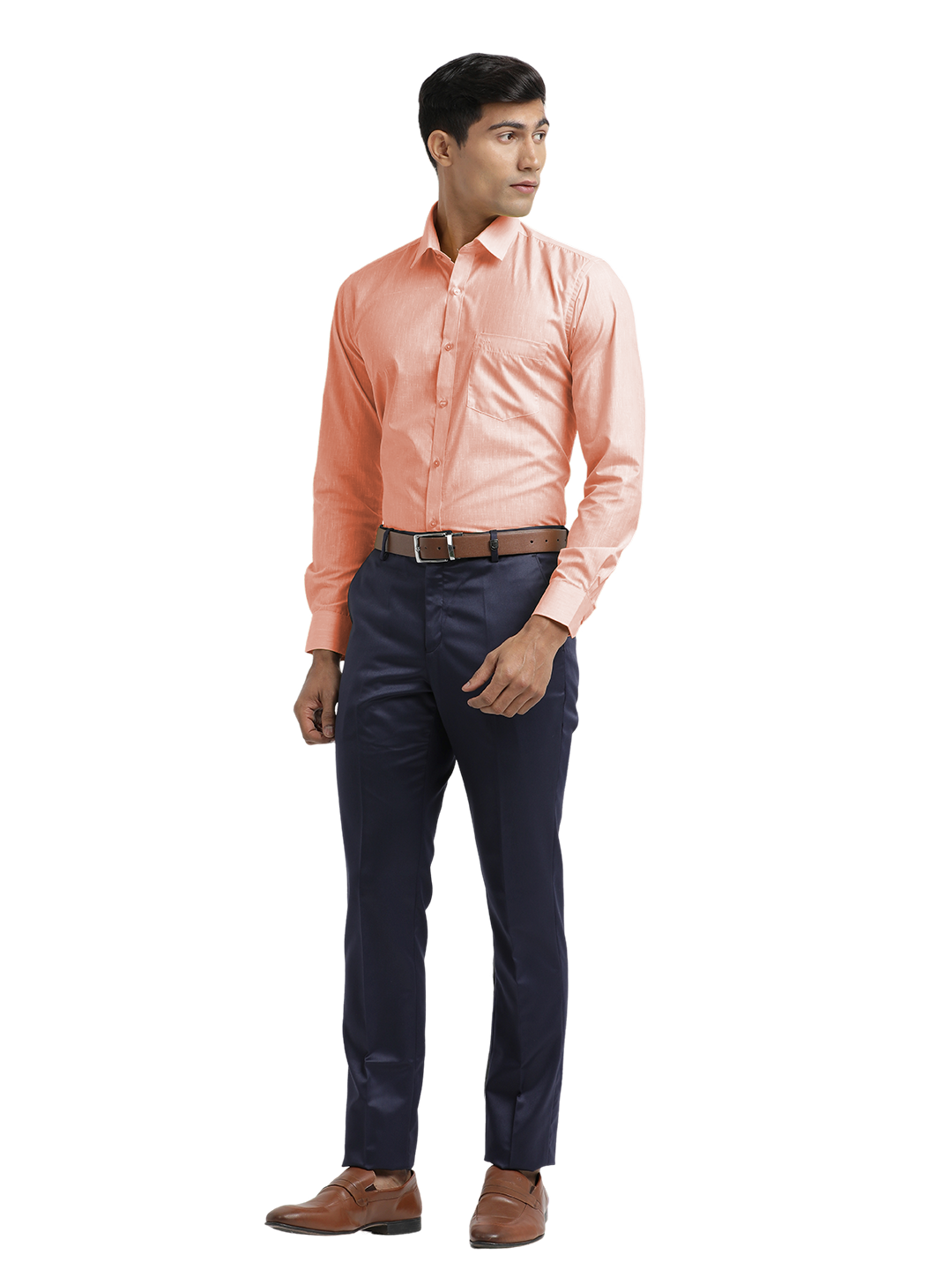 Peach Poly Cotton Solid Shirt