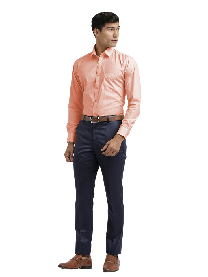 Peach Poly Cotton Solid Shirt