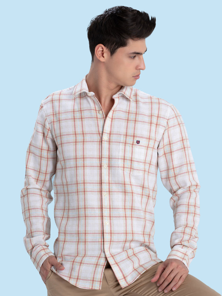 Brick Checkered Casual Shirt