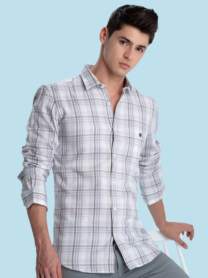 Light Brown Checkered Casual Shirt