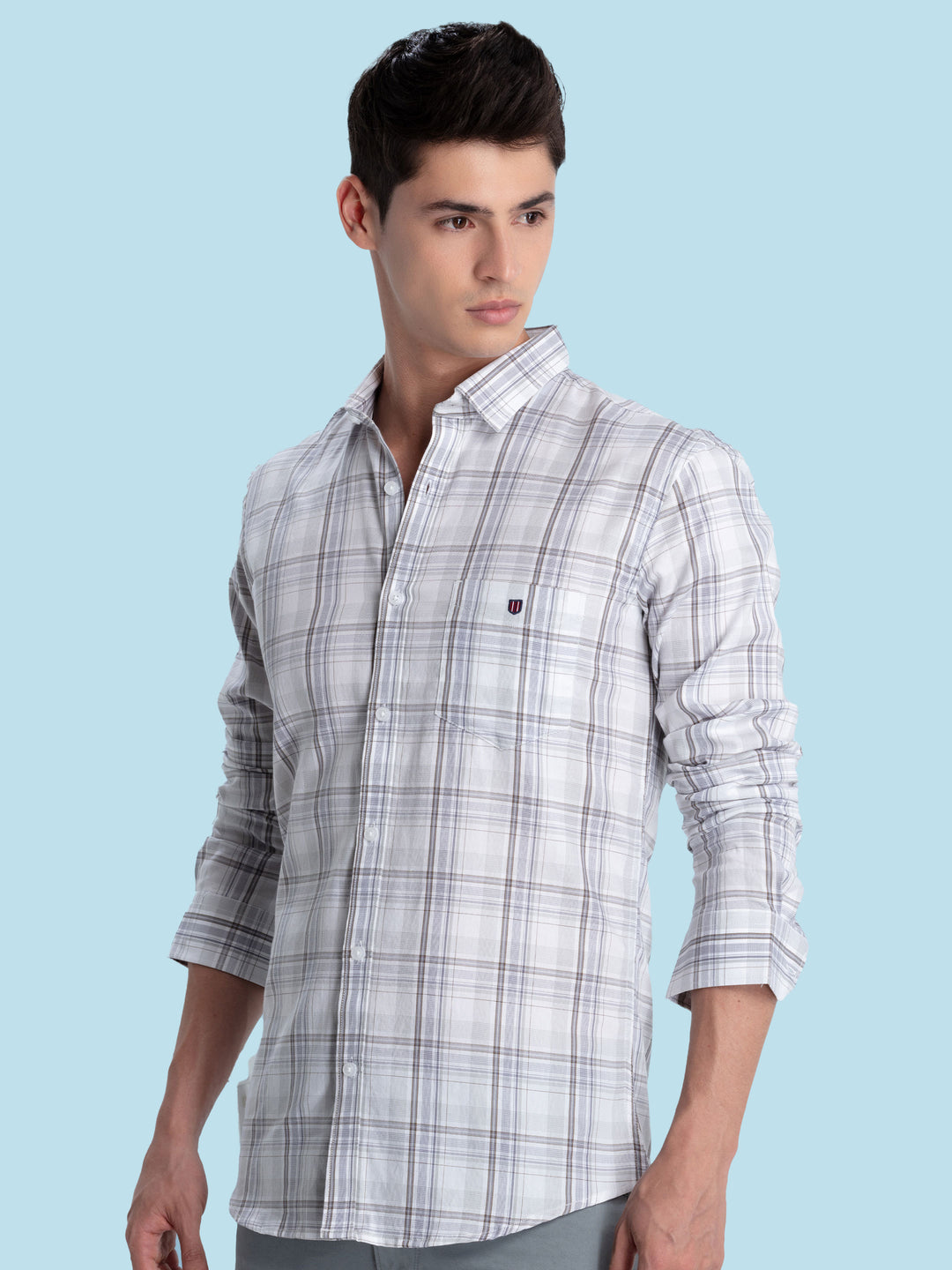 Light Brown Checkered Casual Shirt