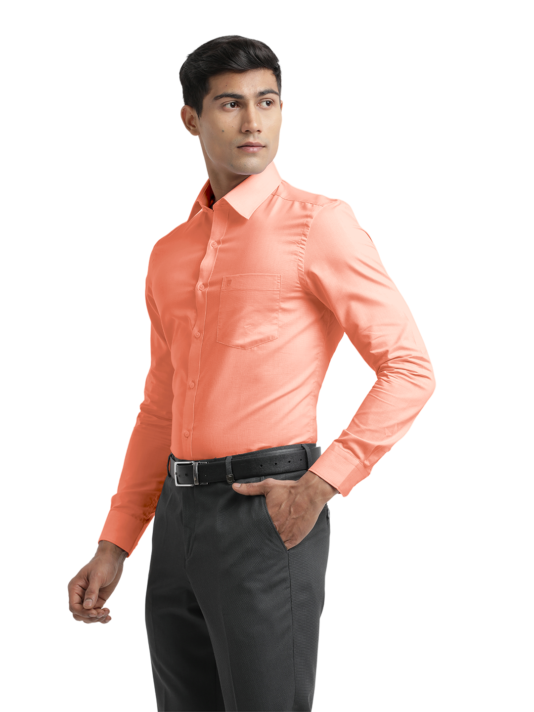 Peach Micro Dobby Solid Shirt