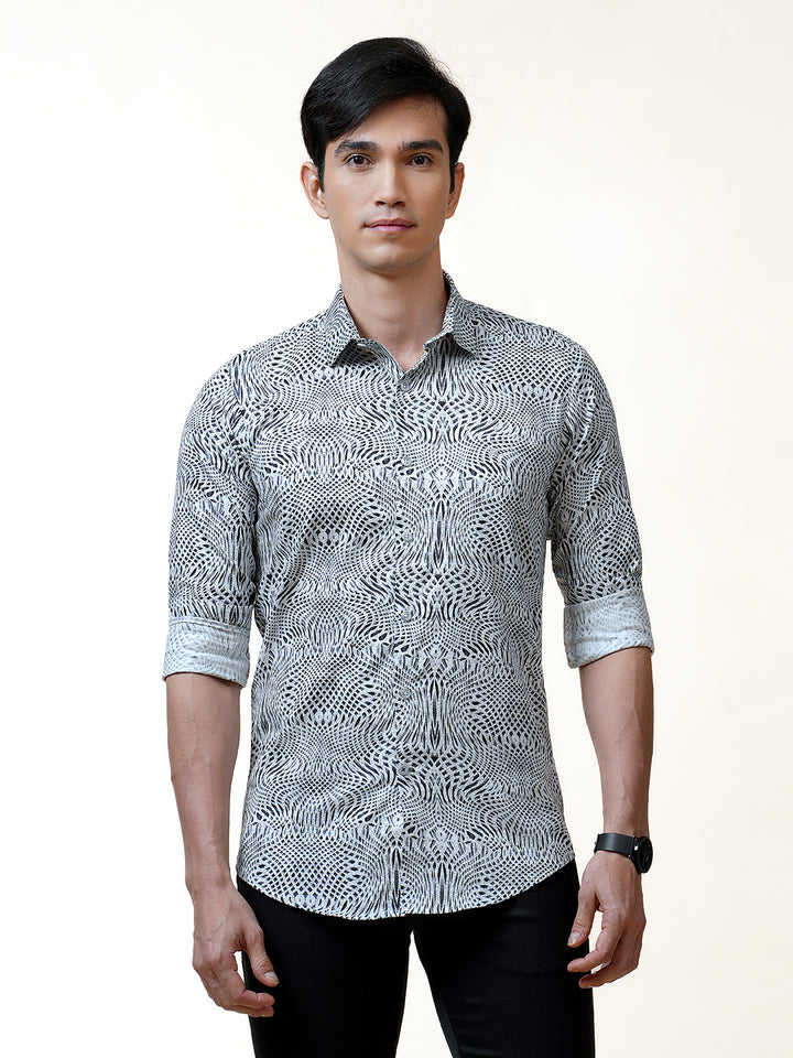 Black Monochrome Abstract Printed Shirt