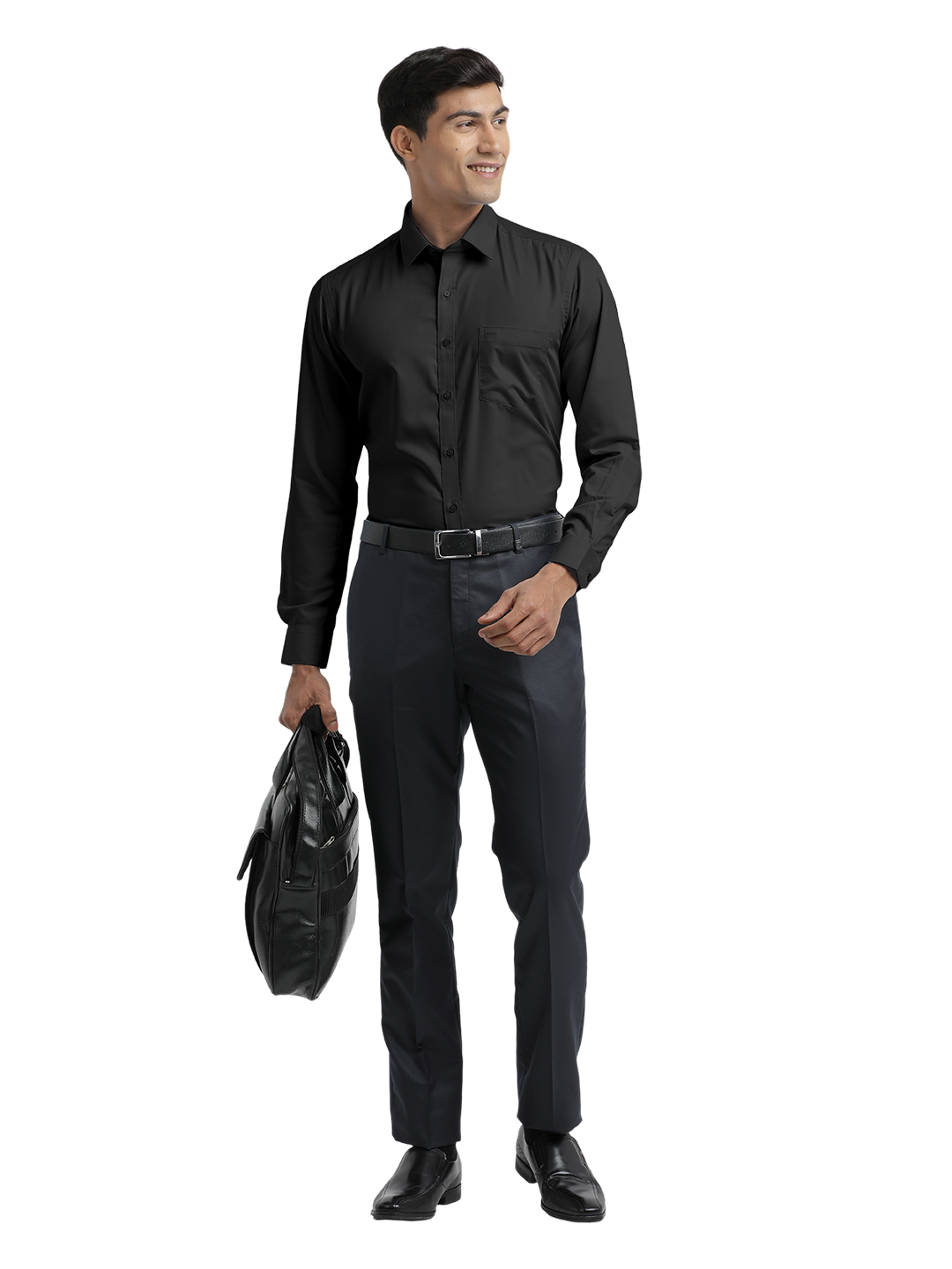 Black Twill Wrinkle Free Solid Shirt