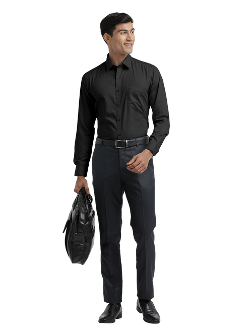 Black Twill Wrinkle Free Solid Shirt