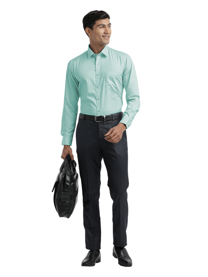 Turquoise Twill Wrinkle Free Solid Shirt