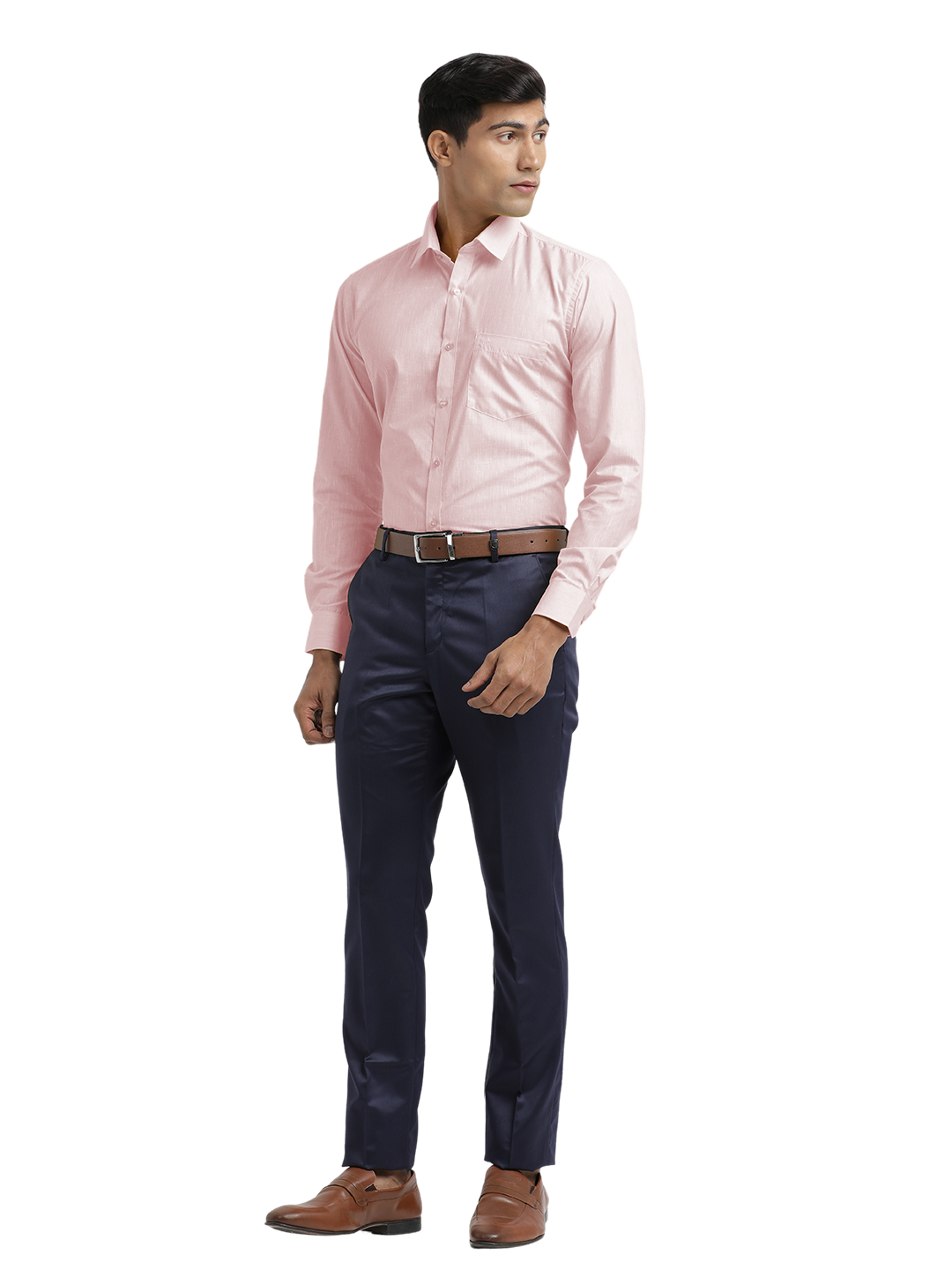 Baby Pink Poly Cotton Solid Shirt