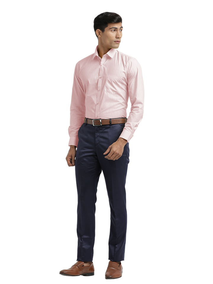 Baby Pink Poly Cotton Solid Shirt