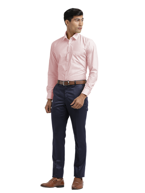 Baby Pink Poly Cotton Solid Shirt