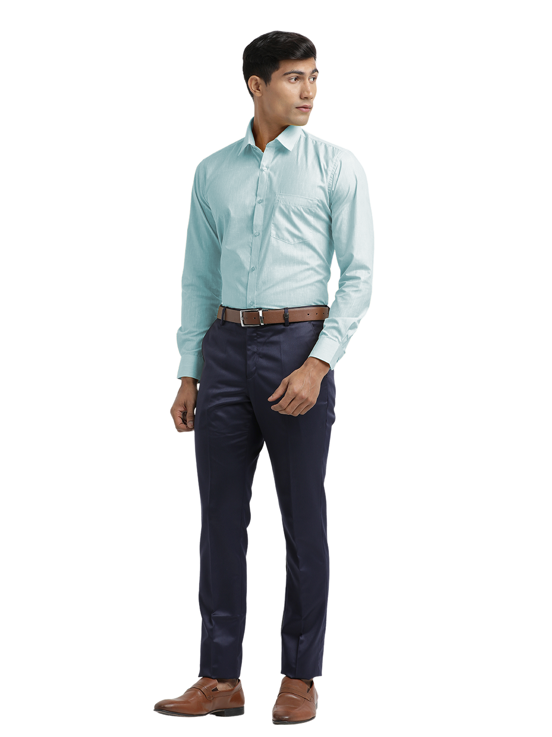 Sky Blue Poly Cotton Solid Shirt