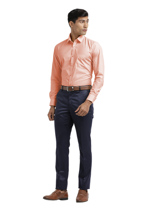 Peach Poly Cotton Solid Shirt