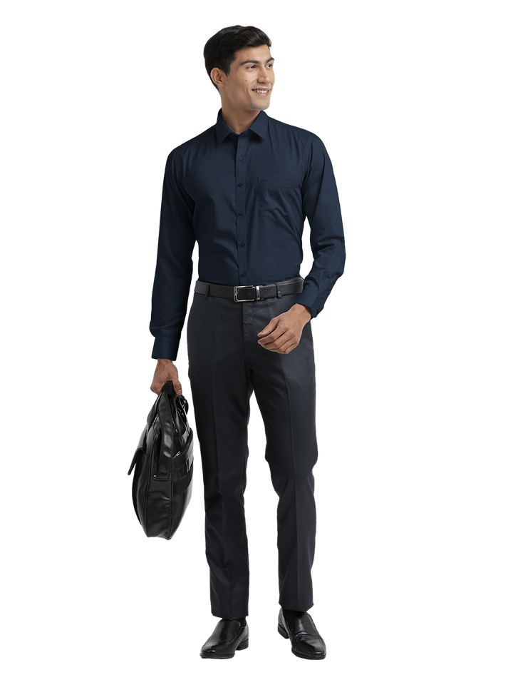 Navy Twill Wrinkle Free Solid Shirt