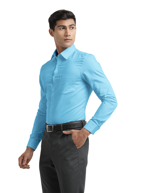 Sky Blue Micro Dobby Solid Shirt