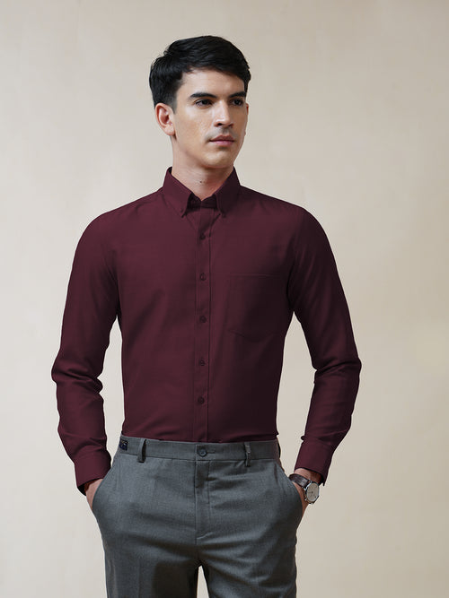 Maroon Oxford Solid Shirt