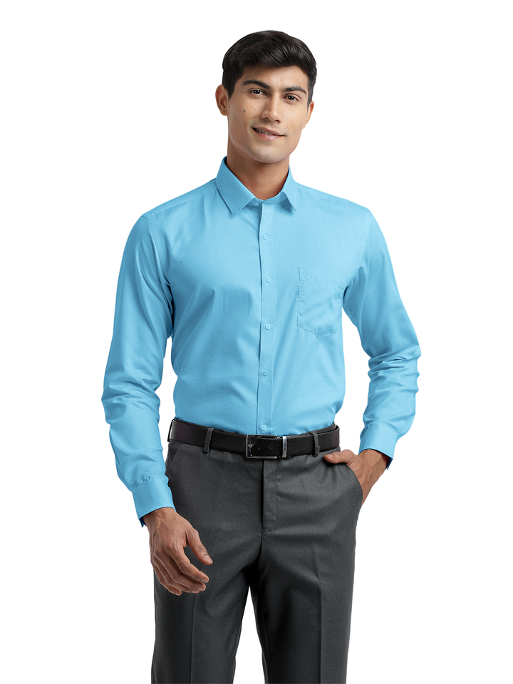 Sky Blue Micro Dobby Solid Shirt