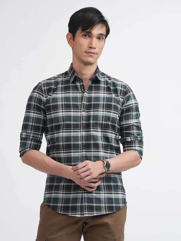 Emerald Green Matt Oxford Checkered Shirt