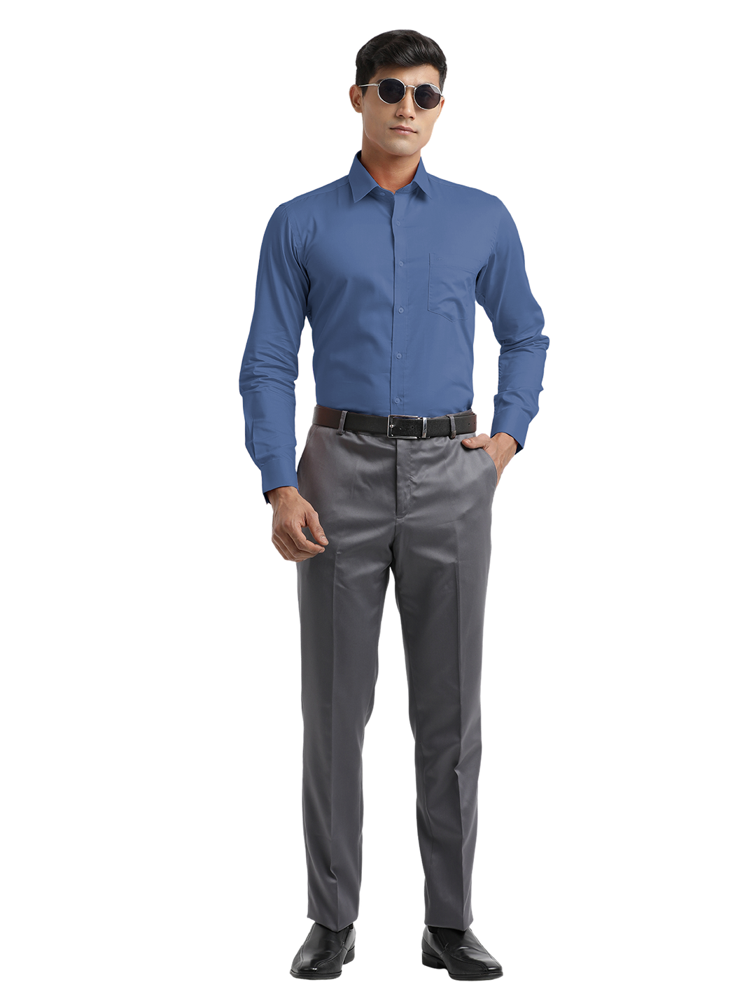 Blue Micro Oxford Solid Shirt