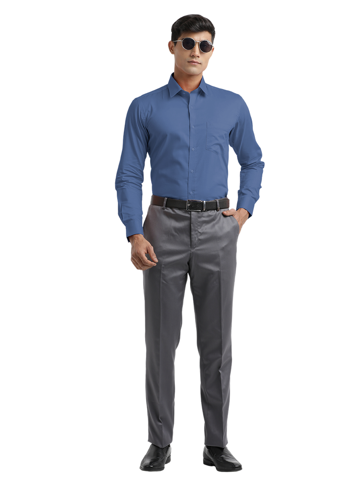 Blue Micro Oxford Solid Shirt