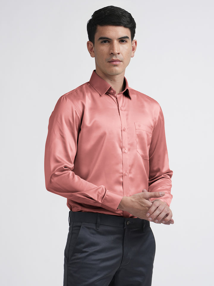 Coral Pink Satin Premium Shirt