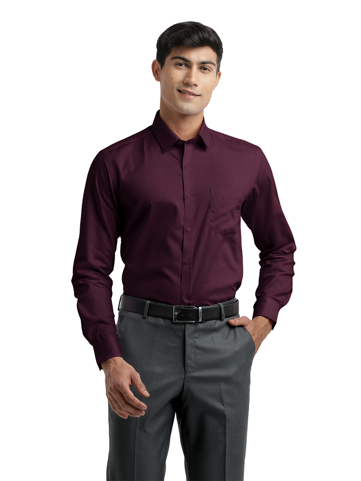 Wine Micro Dobby Solid Shirt