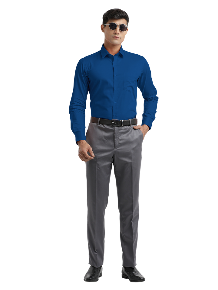 Royal Blue Micro Oxford Solid Shirt