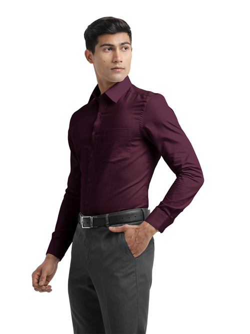 Wine Micro Dobby Solid Shirt