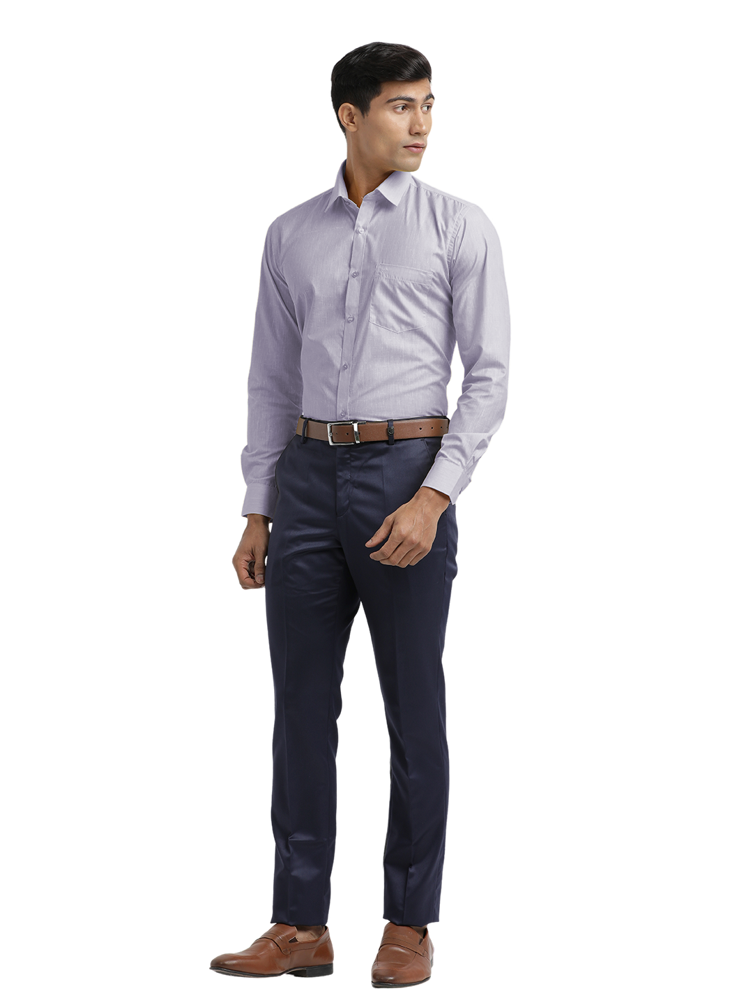 Lavender Poly Cotton Solid Shirt