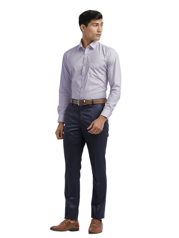 Lavender Poly Cotton Solid Shirt