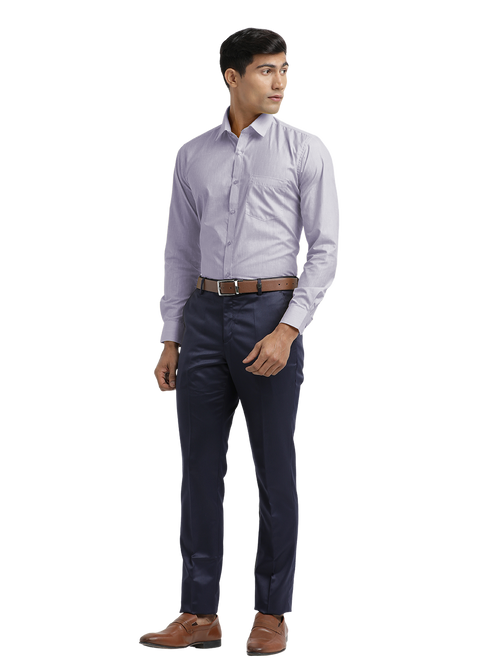 Lavender Poly Cotton Solid Shirt