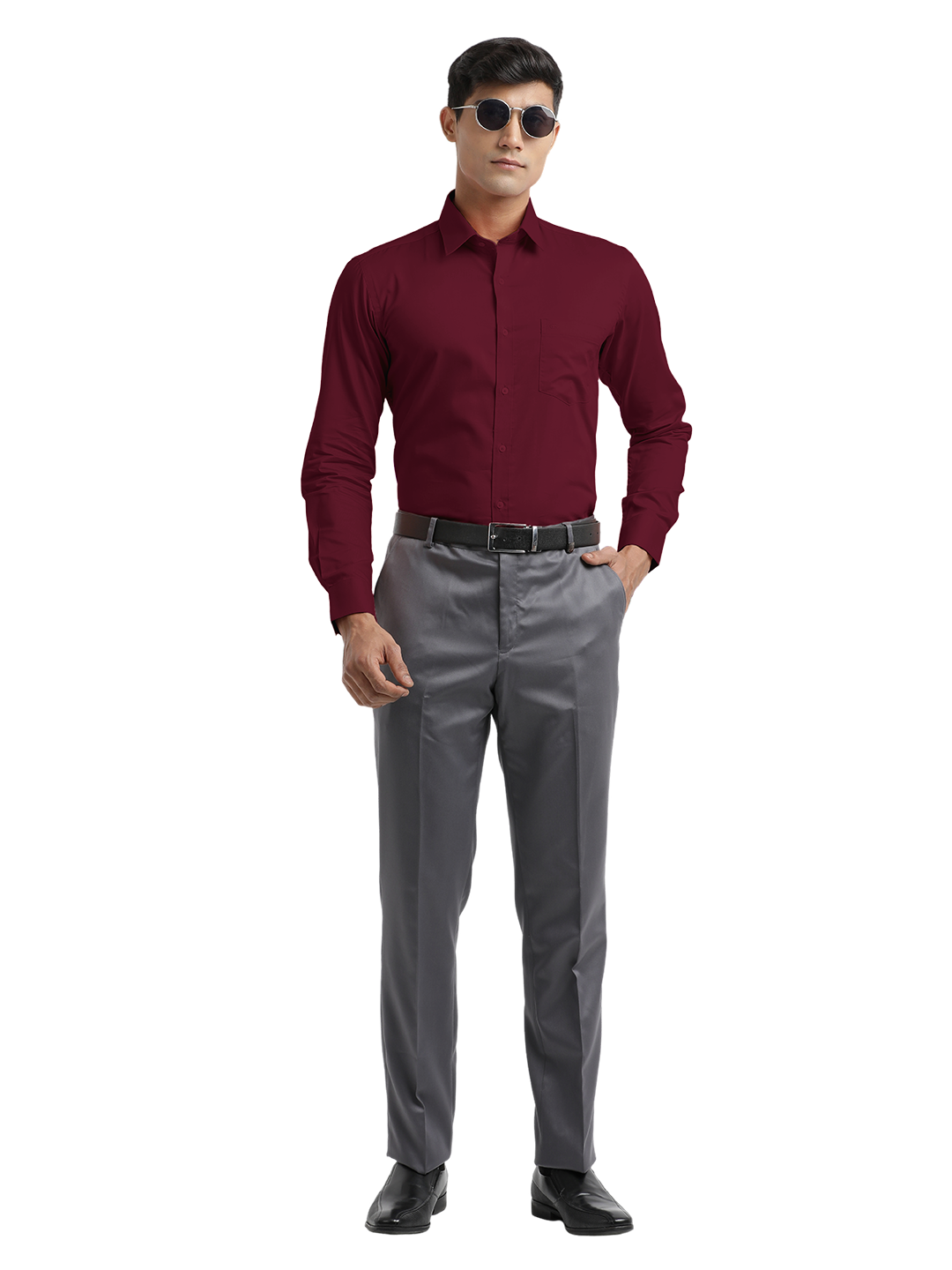 Burgundy Micro Oxford Solid Shirt