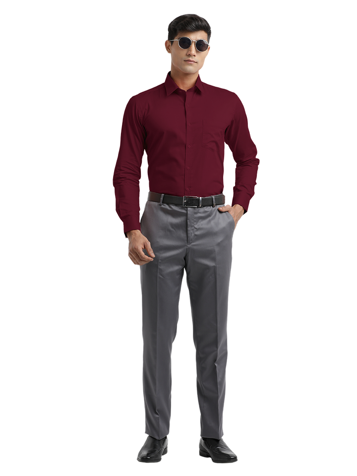 Burgundy Micro Oxford Solid Shirt