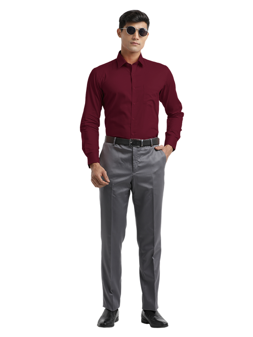 Burgundy Micro Oxford Solid Shirt