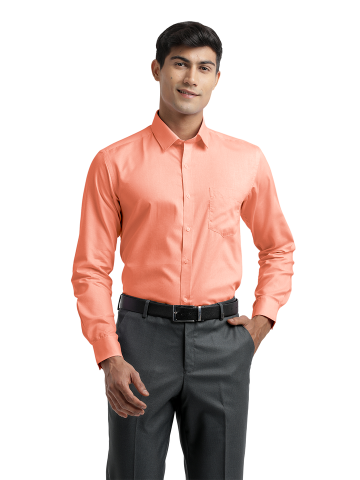 Peach Micro Dobby Solid Shirt