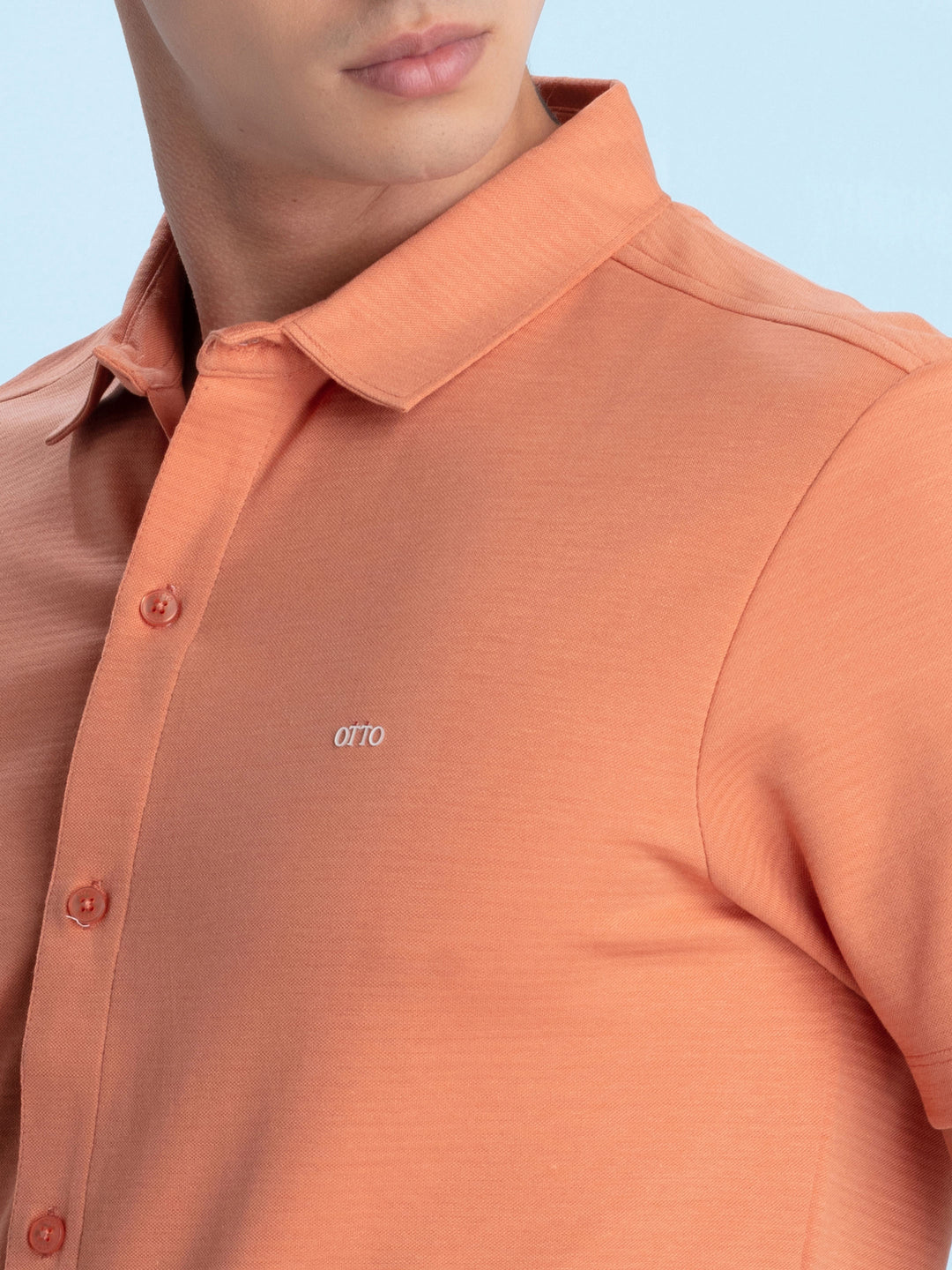 Orange Horizontal Stripe Knit Polo Shirt