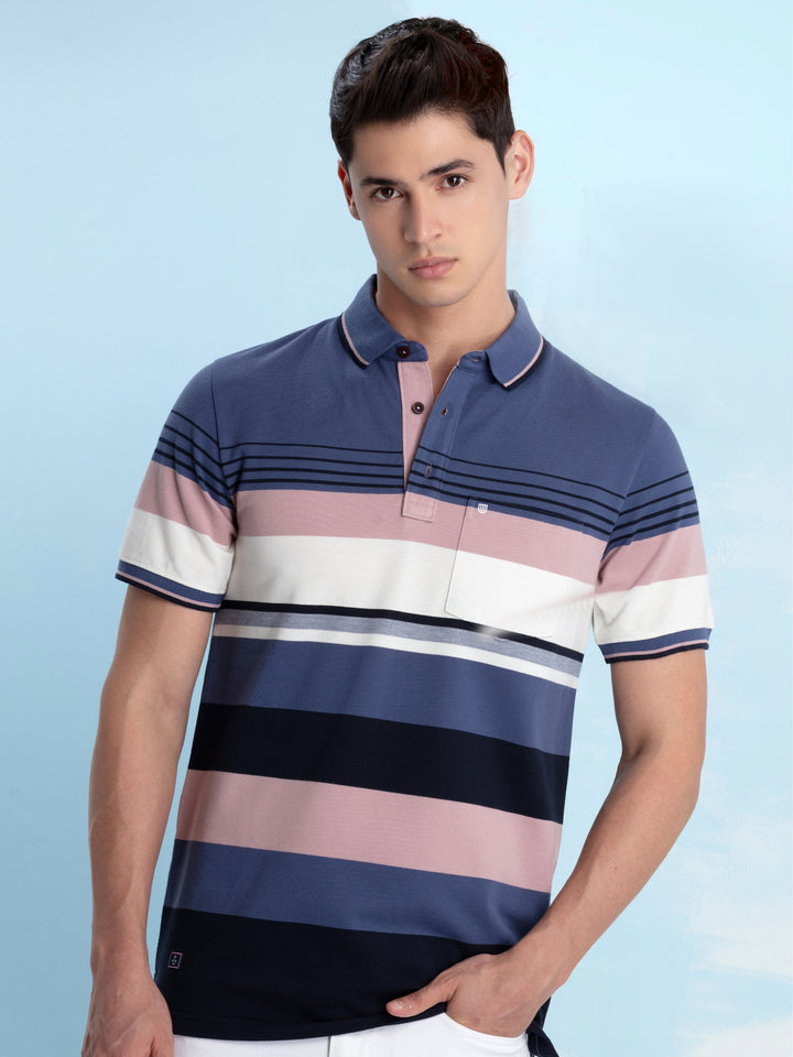 Multicolor Stripes Polo T Shirt