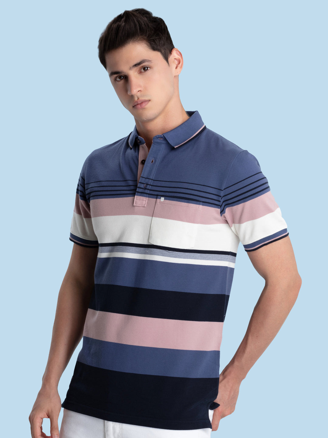 Multicolor Stripes Polo T Shirt