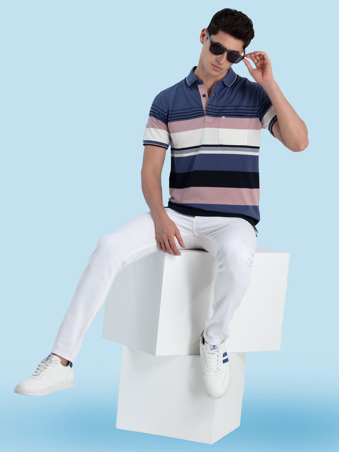 Multicolor Stripes Polo T Shirt