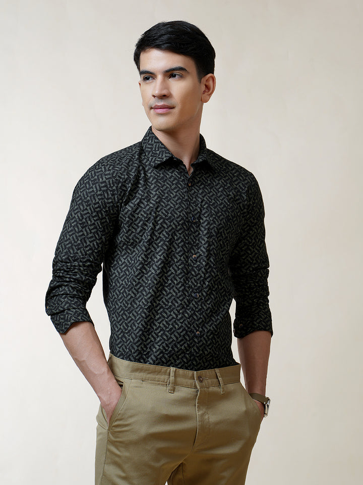 Black Illusive Textured Printed Shirt