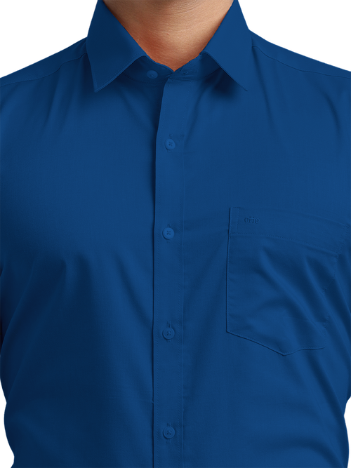 Royal Blue Micro Oxford Solid Shirt