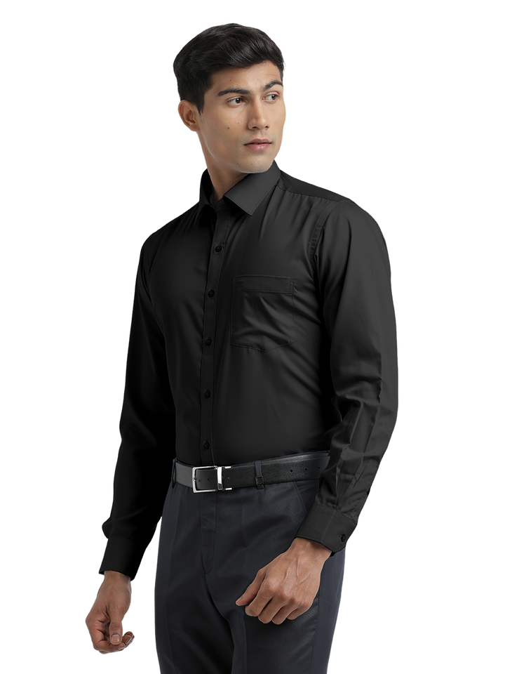 Black Twill Wrinkle Free Solid Shirt