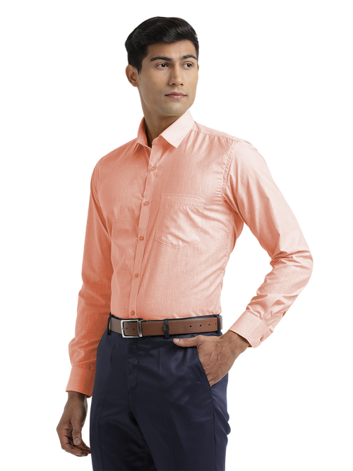 Peach Poly Cotton Solid Shirt