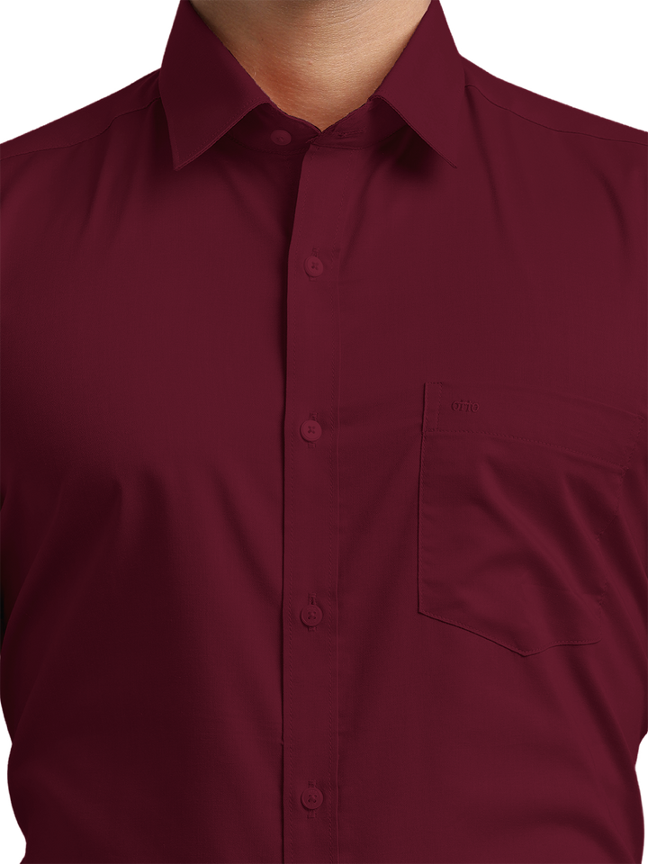 Burgundy Micro Oxford Solid Shirt