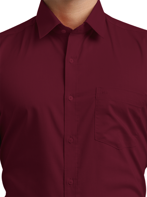 Burgundy Micro Oxford Solid Shirt