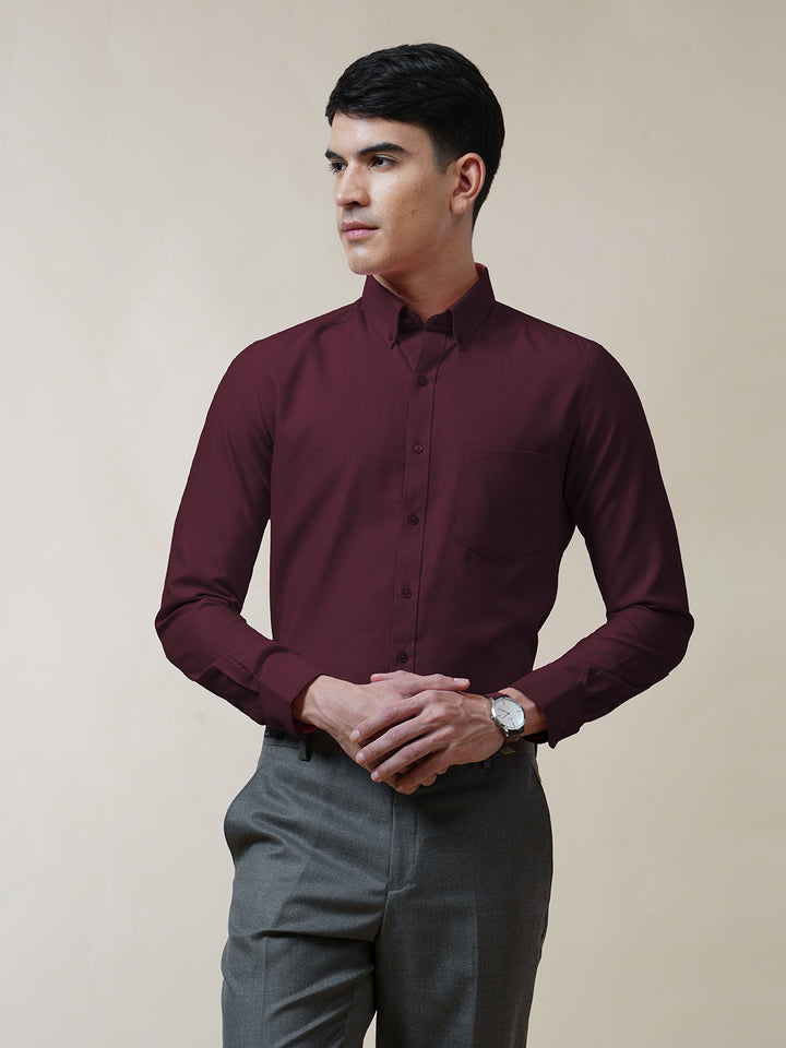 Maroon Oxford Solid Shirt