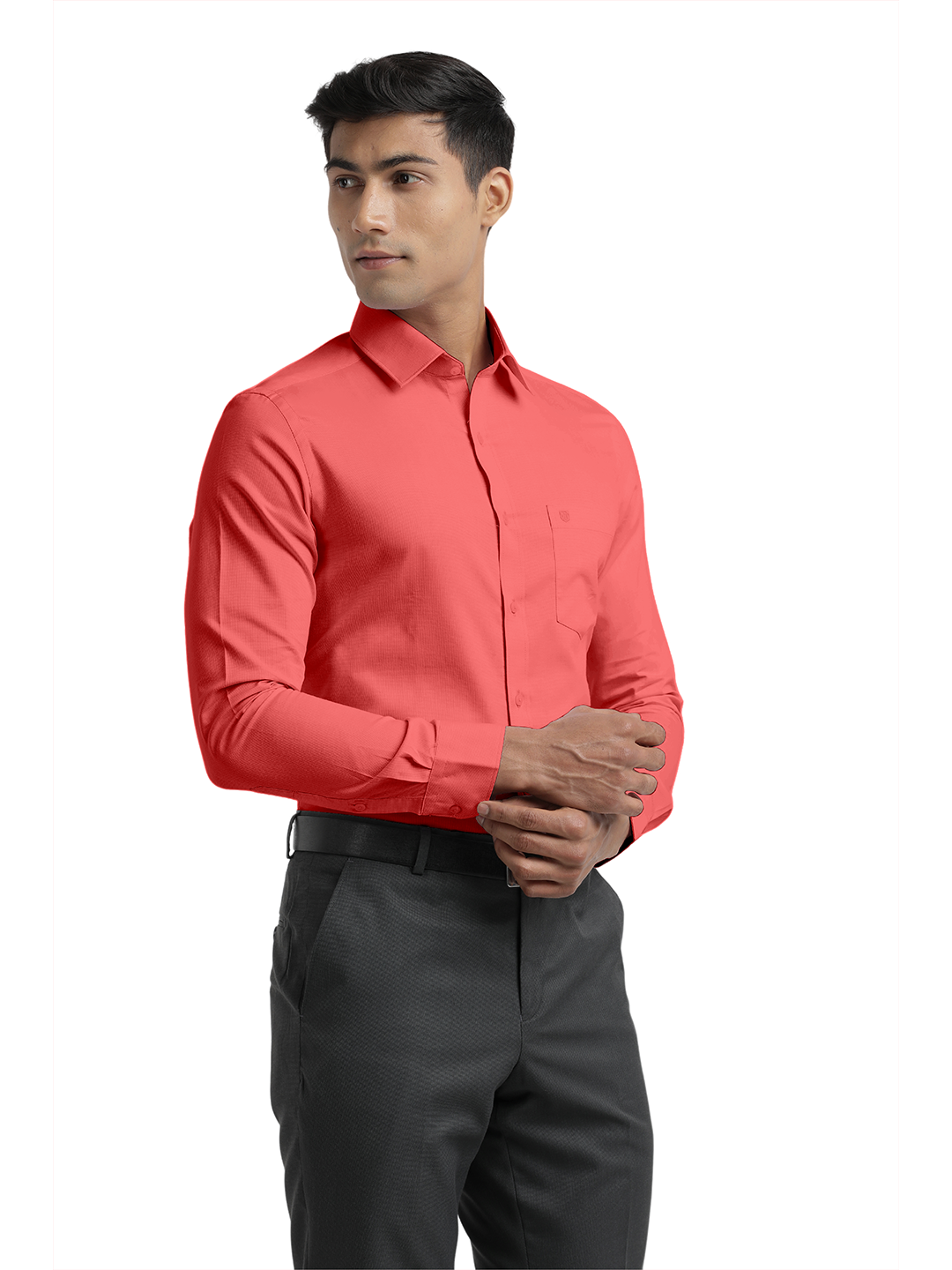 Dark Peach Micro Dobby Solid Shirt