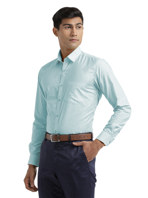 Sky Blue Poly Cotton Solid Shirt