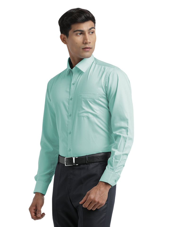 Turquoise Twill Wrinkle Free Solid Shirt