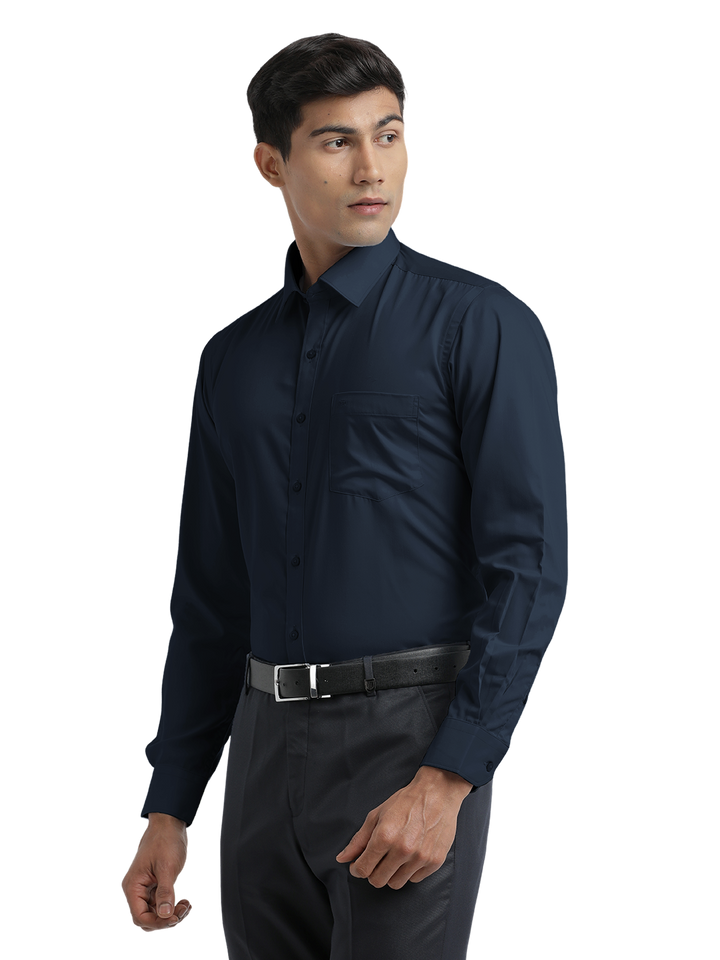 Navy Twill Wrinkle Free Solid Shirt