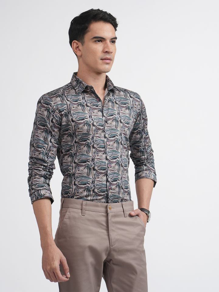 Aqua Green Abstract Printed Shirt